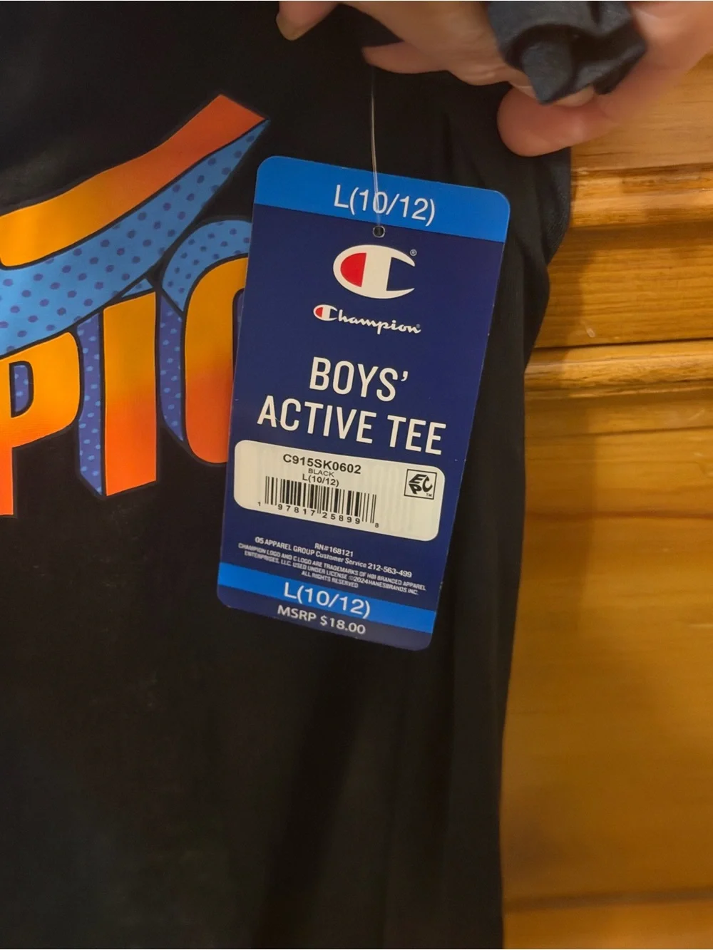 Champion Boys Black Logo Graphic Tee